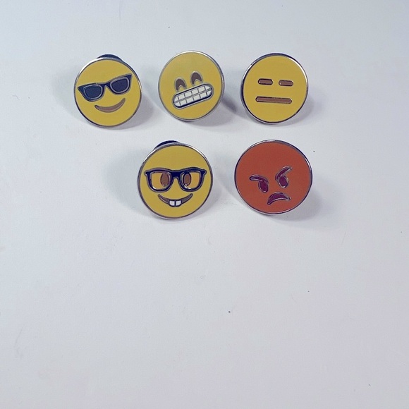 NWT Set of Five Emoji Face Pins - Picture 1 of 8